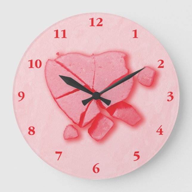 Reloj Redondo Grande Corazón de caramelo destrozado (Anverso)
