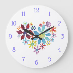 Reloj Redondo Grande Corazón de flores