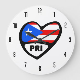 Reloj Redondo Grande Corazón de la bandera del PRI del código de país
