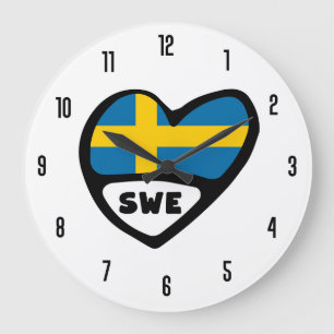 Reloj Redondo Grande Corazón de la bandera del SWE del código del país