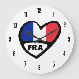 Reloj Redondo Grande Corazón de la bandera FRA del código de país de Fr