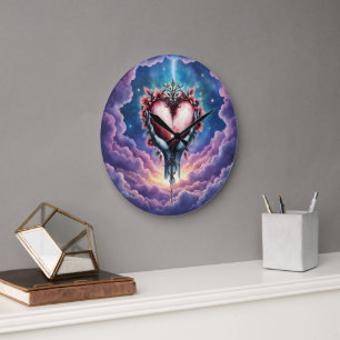 Reloj Redondo Grande Corazón de Magia Silenciosa