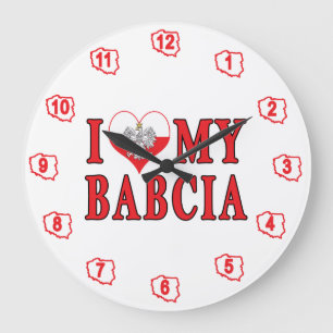 Reloj Redondo Grande Corazón de mi Babcia