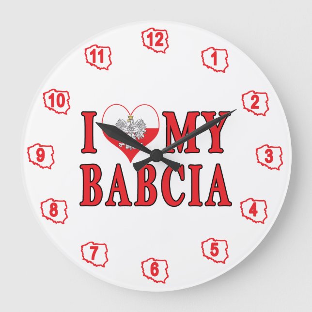 Reloj Redondo Grande Corazón de mi Babcia (Anverso)