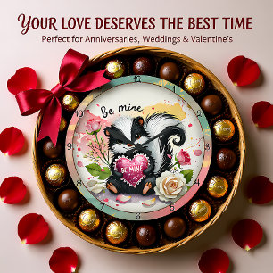 Reloj Redondo Grande Corazón de San Valentín de zorrillo lindo