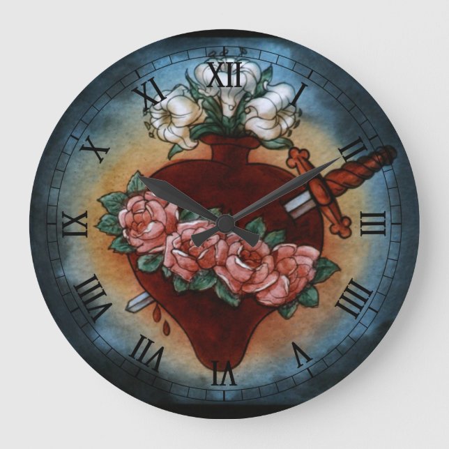 Reloj Redondo Grande Corazón inmaculado de Maria (Anverso)
