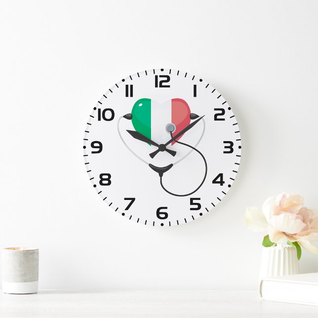 Reloj Redondo Grande Corazón italiano con Stethoscope Healthcare (Subido por el creador)