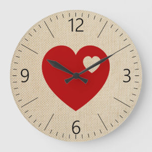 Reloj Redondo Grande Corazón rojo