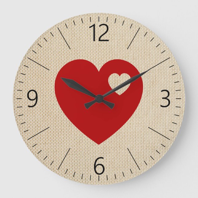 Reloj Redondo Grande Corazón rojo (Anverso)