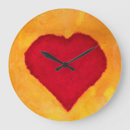 Reloj Redondo Grande Corazón Rojo