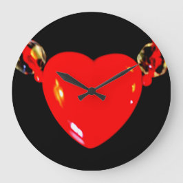 Reloj Redondo Grande Corazón Rojo