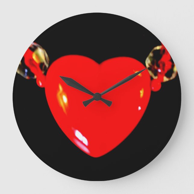 Reloj Redondo Grande Corazón Rojo (Anverso)