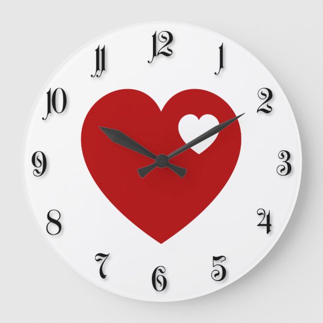 Reloj Redondo Grande Corazón rojo (Anverso)