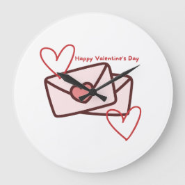 Reloj Redondo Grande Corazón Rojo Feliz Día de San Valentín