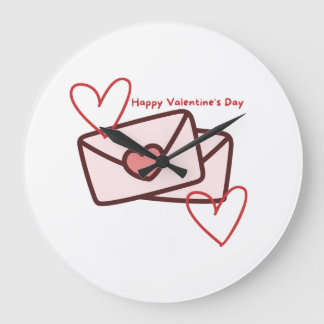 Reloj Redondo Grande Corazón Rojo Feliz Día de San Valentín