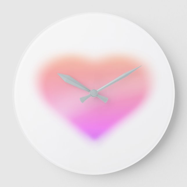 Reloj Redondo Grande corazón rosa (Anverso)