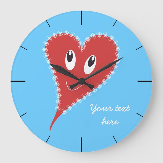 Reloj Redondo Grande Corazón sonriente de San Valentín (Anverso)