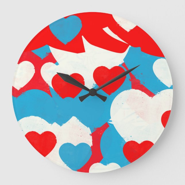 Reloj Redondo Grande Corazones de amor (Anverso)