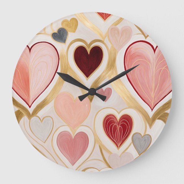 Reloj Redondo Grande Corazones de amor (Anverso)