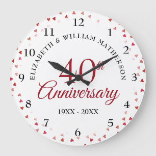 Reloj Redondo Grande Corazones de Rubí 40 Aniversario