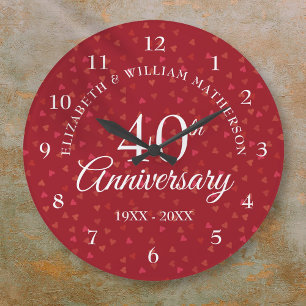 Reloj Redondo Grande Corazones de Rubí 40 Aniversario