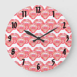 Reloj Redondo Grande Corazones hechos andrajos multiplicados sobre