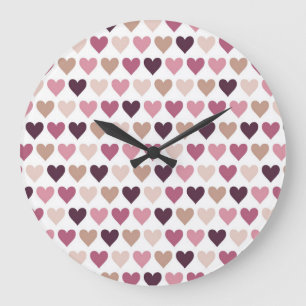 Reloj Redondo Grande Corazones Mini Rosa y Motivo de Amor Romántico Cir