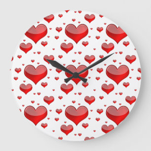 Reloj Redondo Grande Corazones rojos caídos (¡Usted elige el color de f