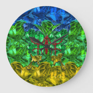 Reloj Redondo Grande Corazones y mariposa al fondo de la bandera amazig