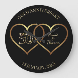 Reloj Redondo Grande Corazones Y Números Dorados