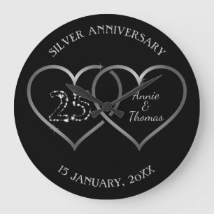 Reloj Redondo Grande Corazones Y Números Plateados