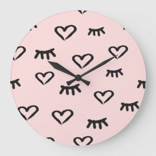 Reloj Redondo Grande Corazones y ojos: boceto de cosecha de cosecha de