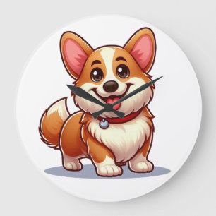 Reloj Redondo Grande Corgi de dibujos animados