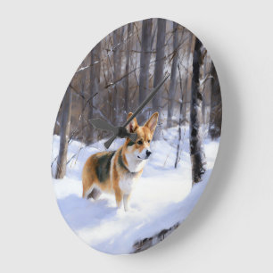 Reloj Redondo Grande Corgi Let It Snow Navidades