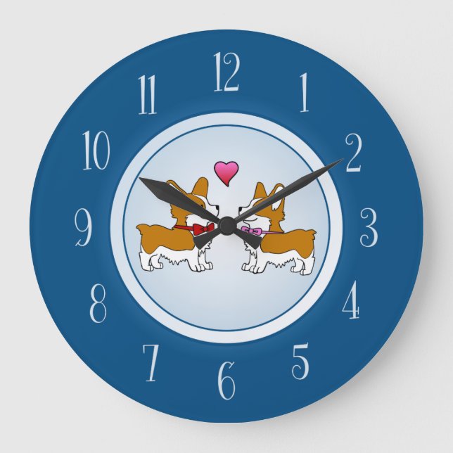 Reloj Redondo Grande Corgi Love (Anverso)