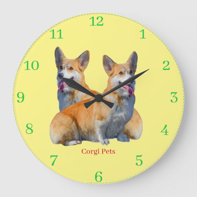 Reloj Redondo Grande Corgi Pets (Anverso)