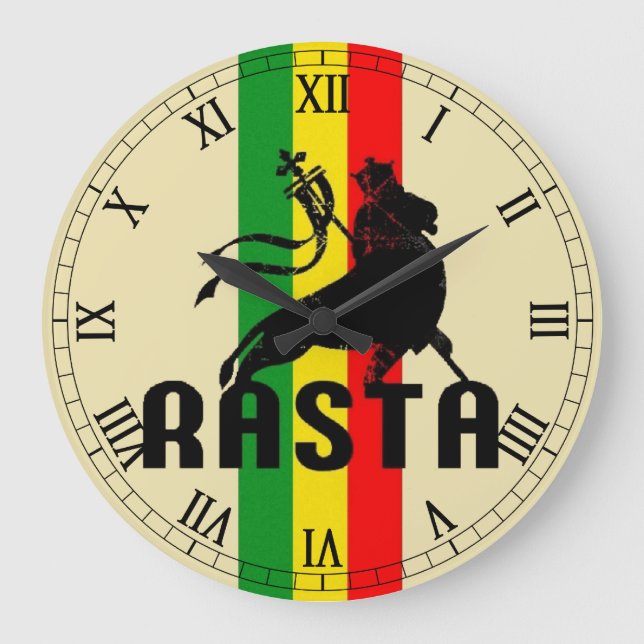 Reloj Redondo Grande Cori Reith Rasta reggae peace (Anverso)