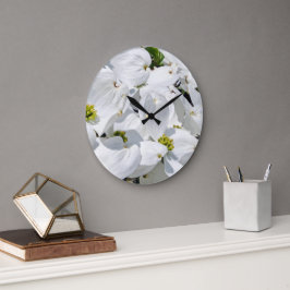 Reloj Redondo Grande Córnales Blancos Neutrales Dogflowers Florals Por