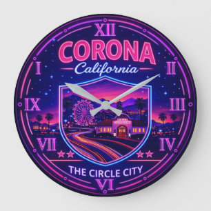 Reloj Redondo Grande Corona California Circle City Neon