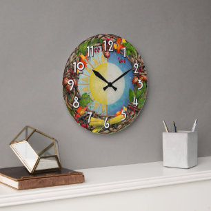 Reloj Redondo Grande Corona de sol y luna del equinoccio