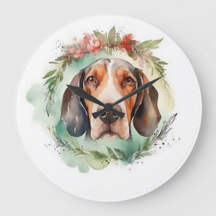 Reloj Redondo Grande Corona Navideña Festiva de Treeing Walker