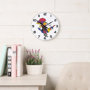 Reloj Redondo Grande Correcaminos Rockstar Tocando Guitarra