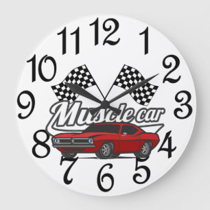 Reloj Redondo Grande Corredor de Muscle Car