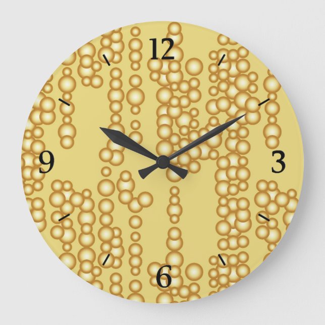 Reloj Redondo Grande Corriente de burbujas doradas (Anverso)