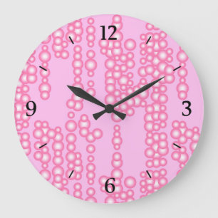 Reloj Redondo Grande Corriente de burbujas, rosa pastel
