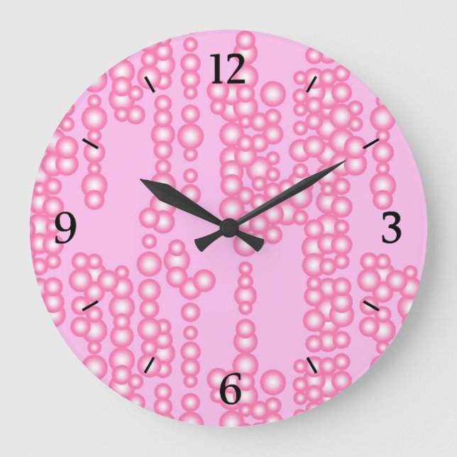 Reloj Redondo Grande Corriente de burbujas, rosa pastel (Anverso)