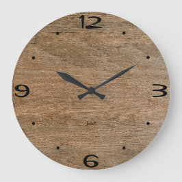 Reloj Redondo Grande Corta de cabaña rústica de grano de madera de robl
