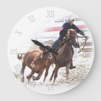 Reloj Redondo Grande Cortando caballo y ternera