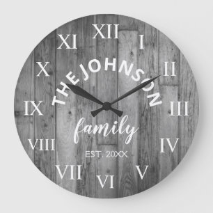 Reloj Redondo Grande Cortijo rústico de encargo de madera del apellido