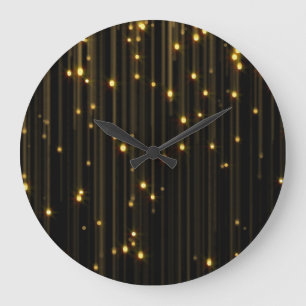 Reloj Redondo Grande Cortina de luz de lluvia Purpurina dorada